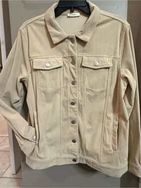 Corduroy Jean Jacket in Beige by Astr